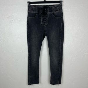 We the Free People Curvy Pull On Jeans High Rise Lace Up Skinny Stretch Grey 27